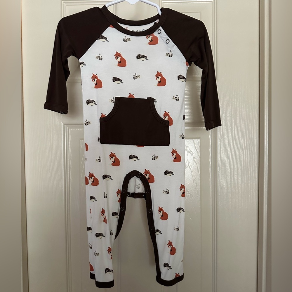 Kyte BABY Fox and Hedgehog Footie - Brown and White